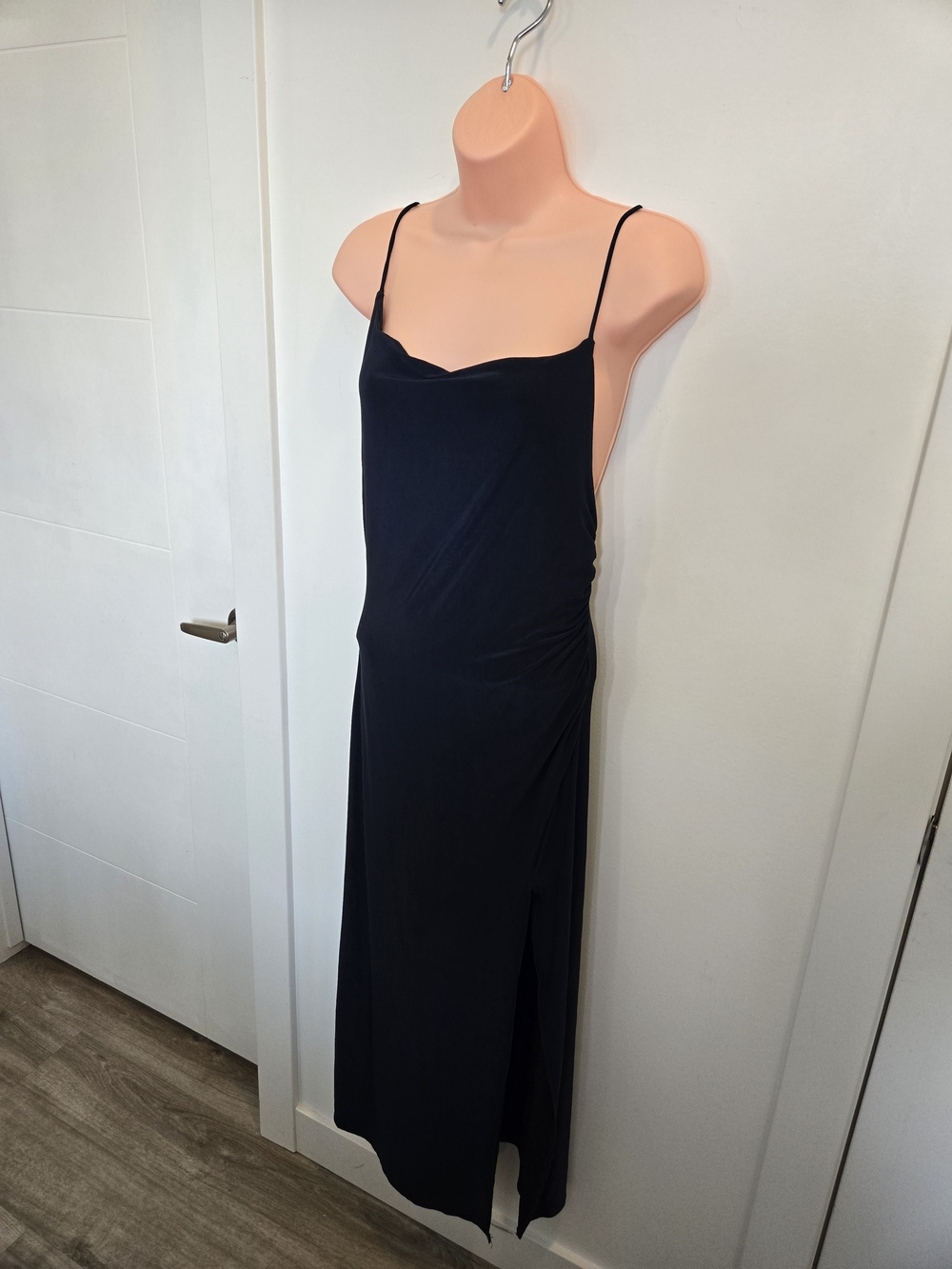 Pull&Bear Navy Cowl Neck Ruched Maxi Dress Size M